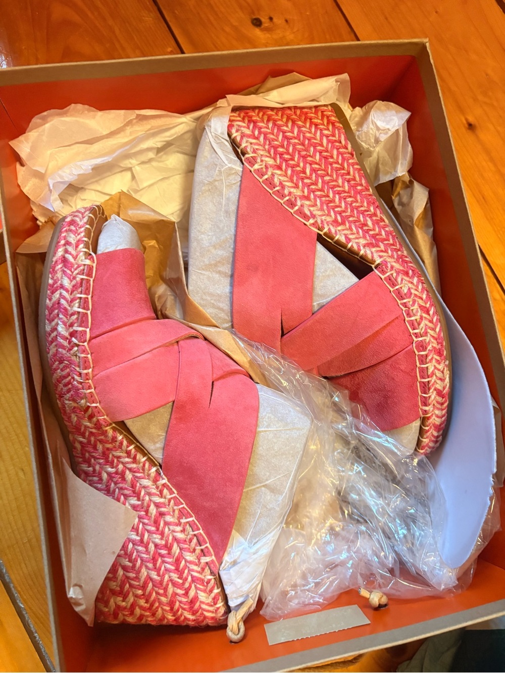 gentle souls Pink Espadrille Wedge Sandals